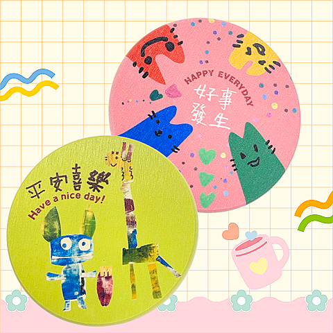 「服務對象插畫杯墊」乙個
